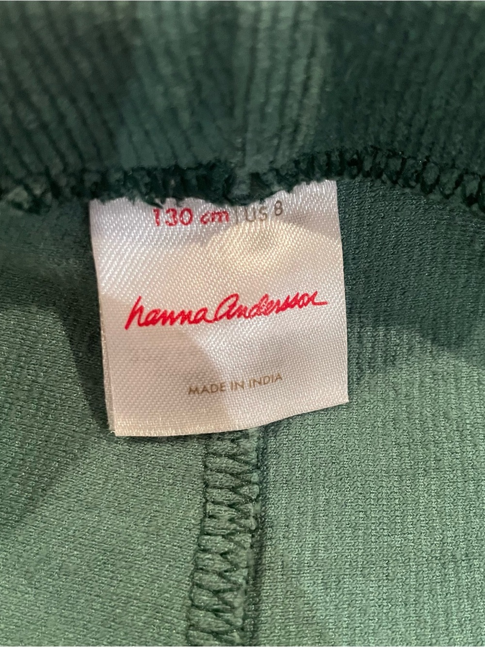 Hanna Andersson Ribbed Velour Leggings (Hunter Green) - Size 8 - Picture 3 of 4